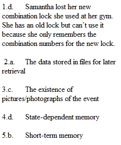 Gen Psychology Chapter 8 Homework